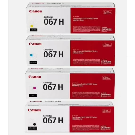 Canon 067H High-Yield Toner Cartridge Set (Black, Cyan, Magenta, Yellow) — Complete High-Volume Color Printing Solution