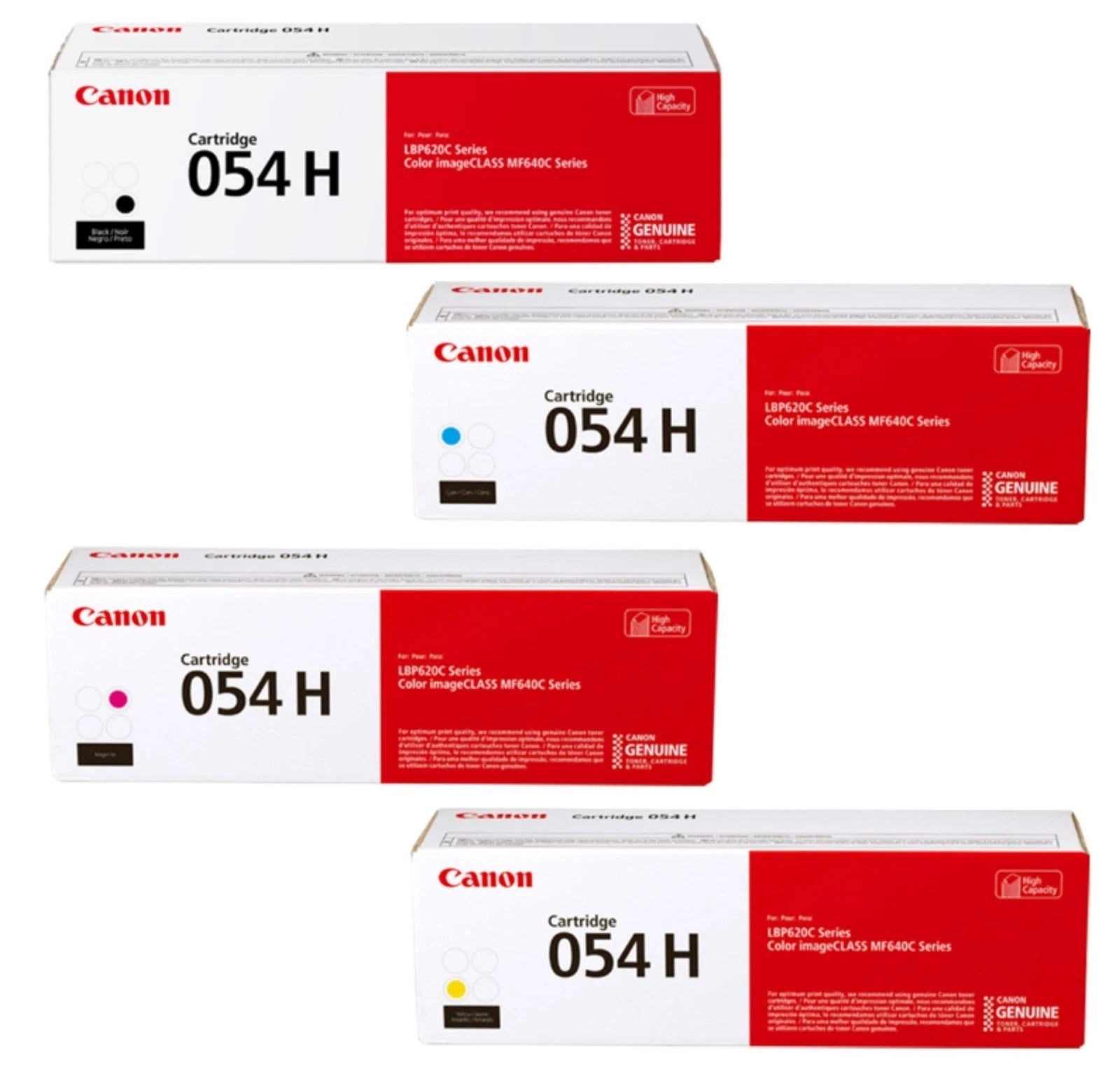 Canon 054H NEW OEM Toner 4 Colour Set (Black, Cyan, Magenta, Yellow)
