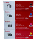 Canon 118 Toner Cartridge Set (Black, Cyan, Magenta, Yellow) — Complete Color Printing Solution