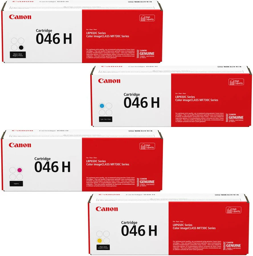Canon 046H High-Yield Toner Cartridge Set (Black, Cyan, Magenta, Yellow) — High-Volume Color Printing Solution